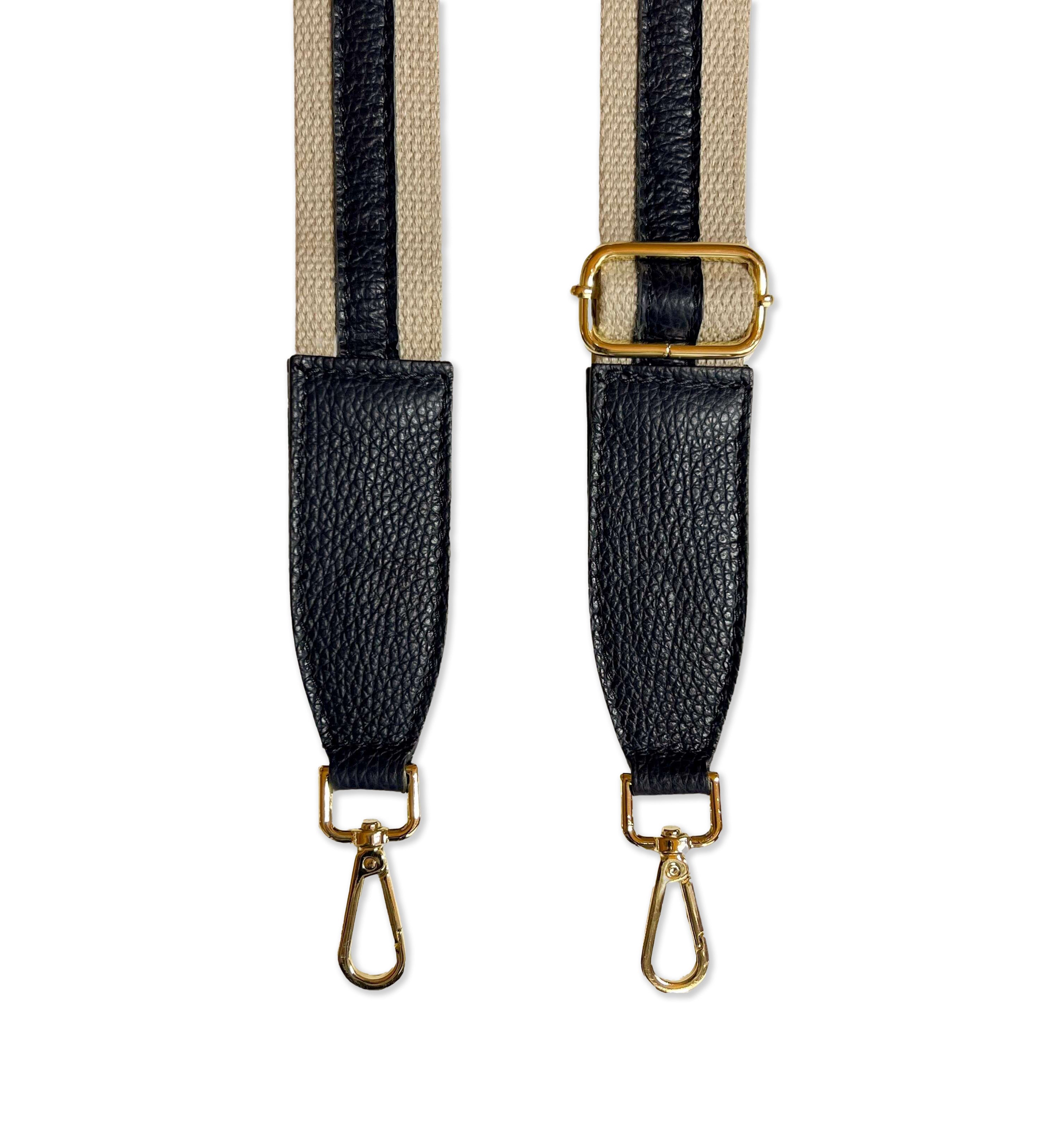 Black Leather And Canvas Strap