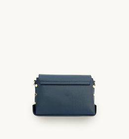 The Bloxsome Navy Leather Crossbody Bag With Canvas Strap