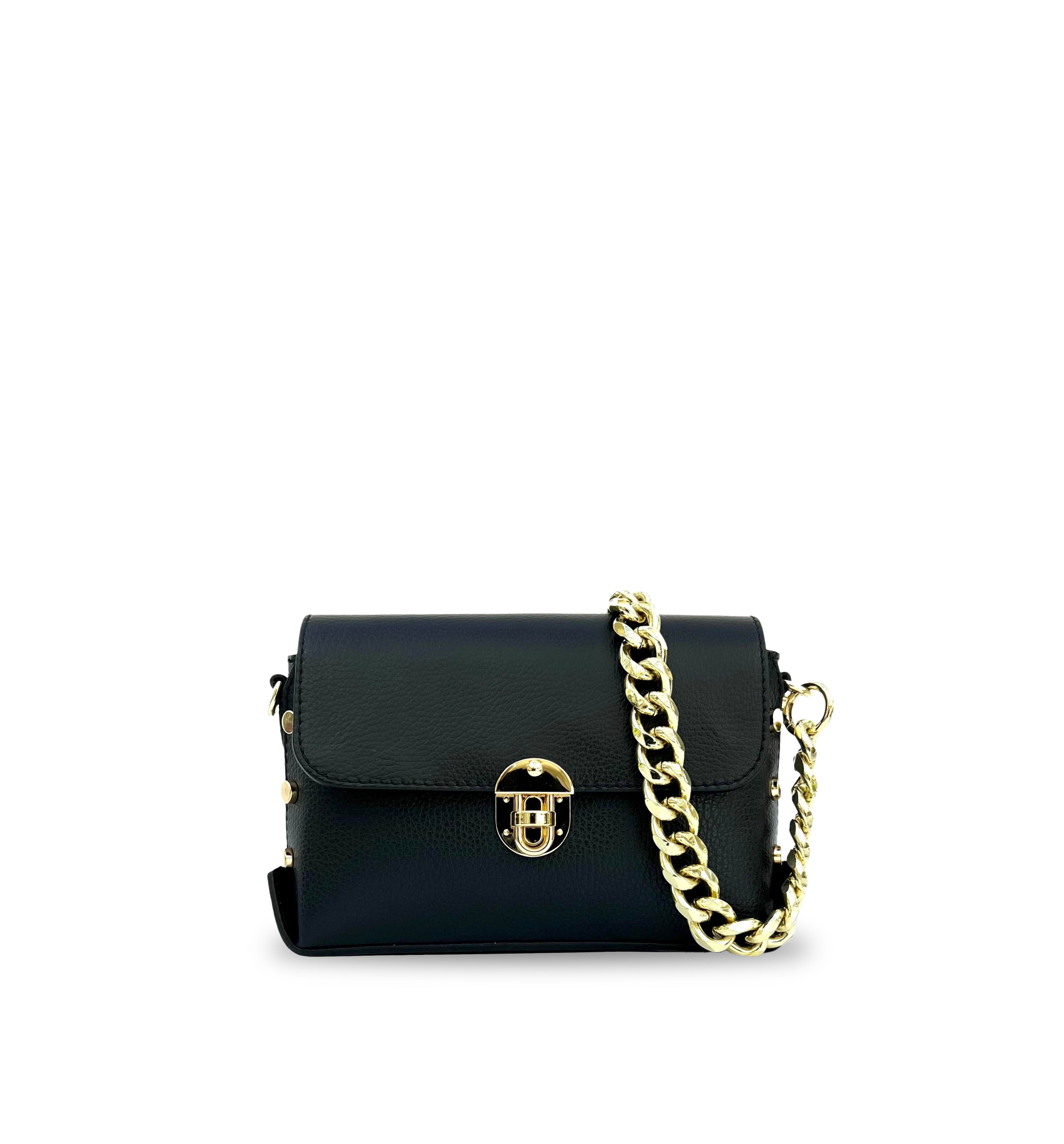 The Bloxsome Leather Crossbody Bag With Gold Chain Strap