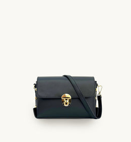 The Bloxsome Black Leather Crossbody Bag With Canvas Strap