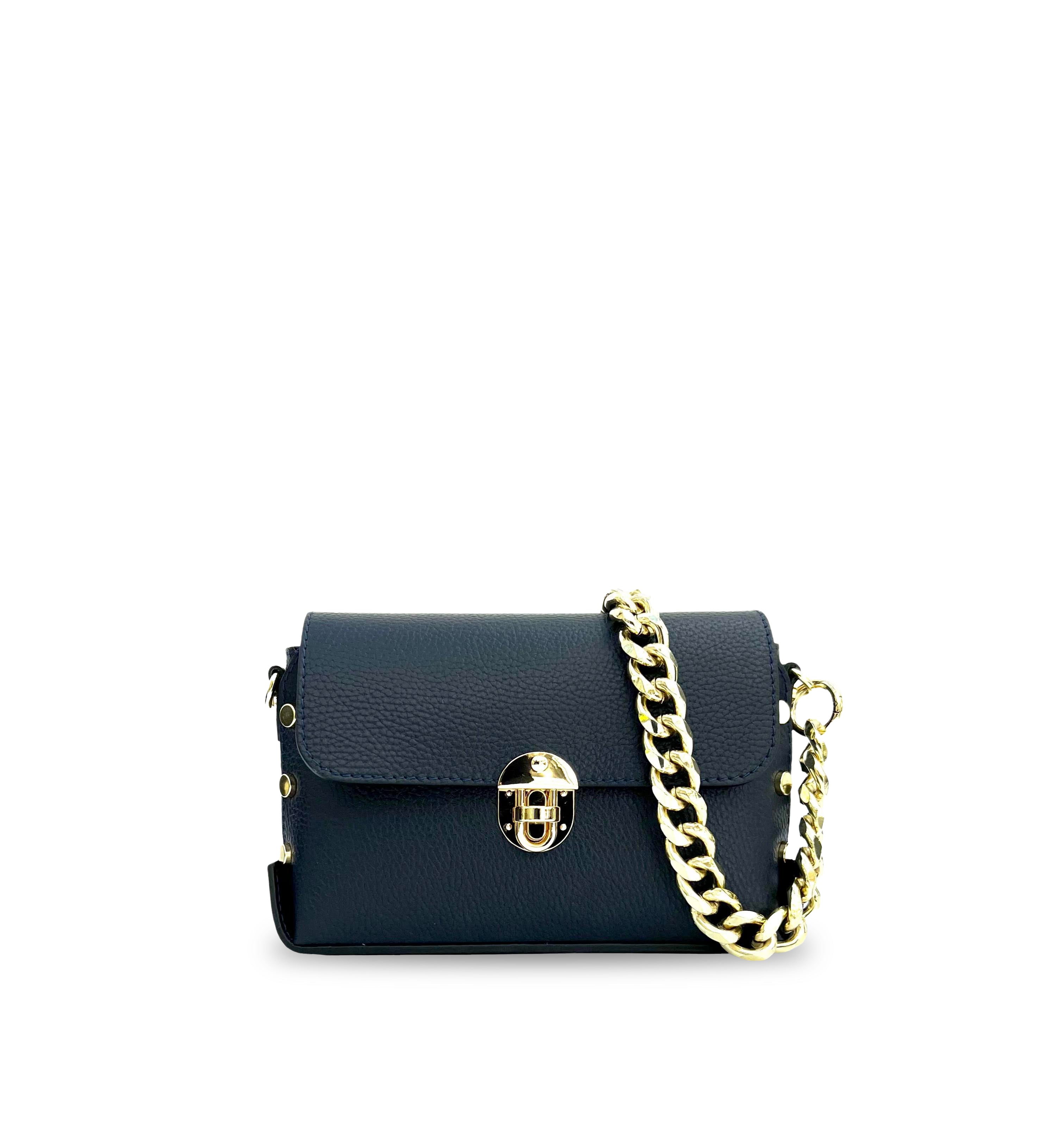 The Bloxsome Leather Crossbody Bag With Gold Chain Strap