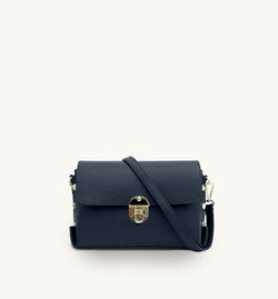 The Bloxsome Navy Leather Crossbody Bag - Apatchy London
