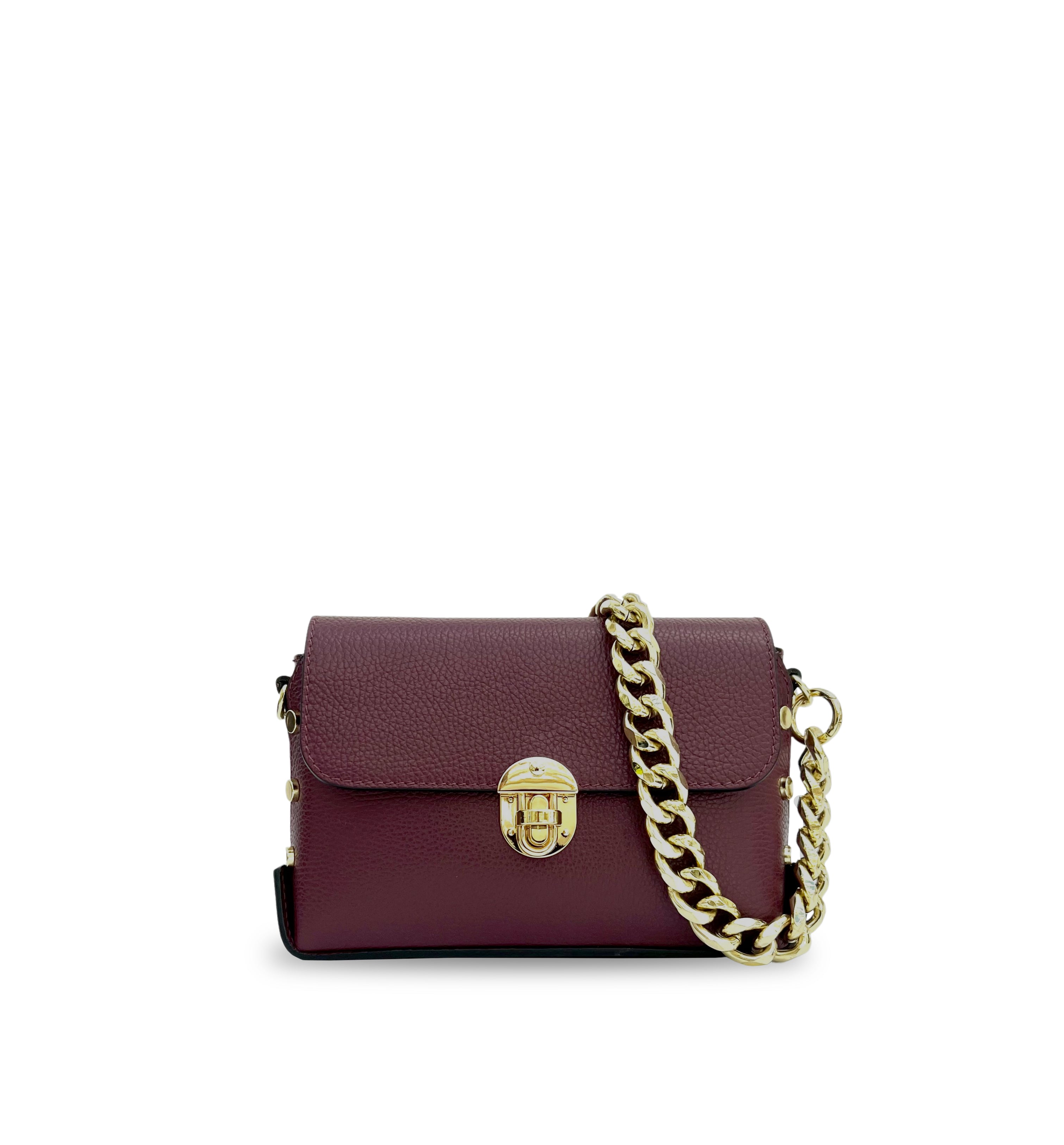 The Bloxsome Leather Crossbody Bag With Gold Chain Strap