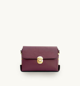 The Bloxsome Plum Leather Crossbody Bag With Gold Chain Strap