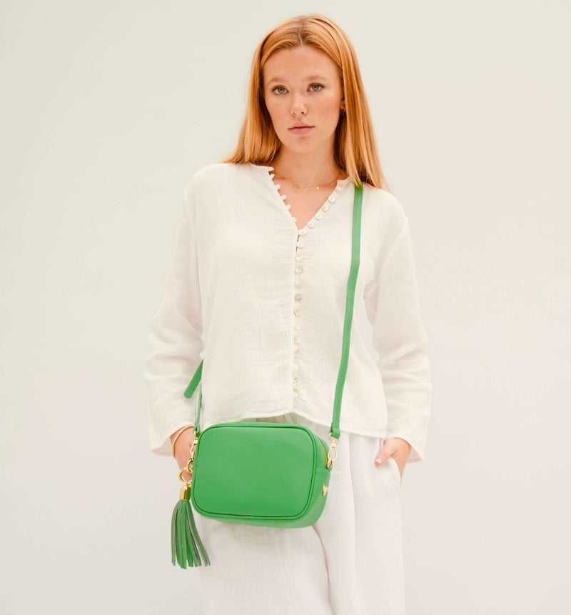 Bottega Green Leather Crossbody Bag