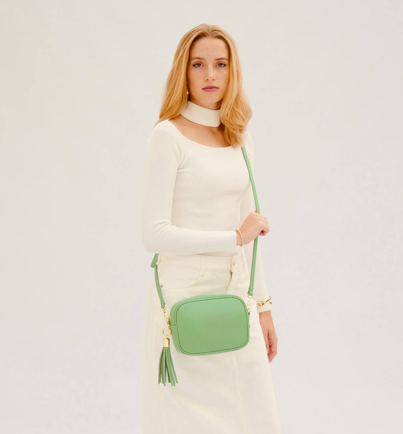 Bottega Green Leather Crossbody Bag