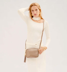 Bronze Leather Crossbody Bag