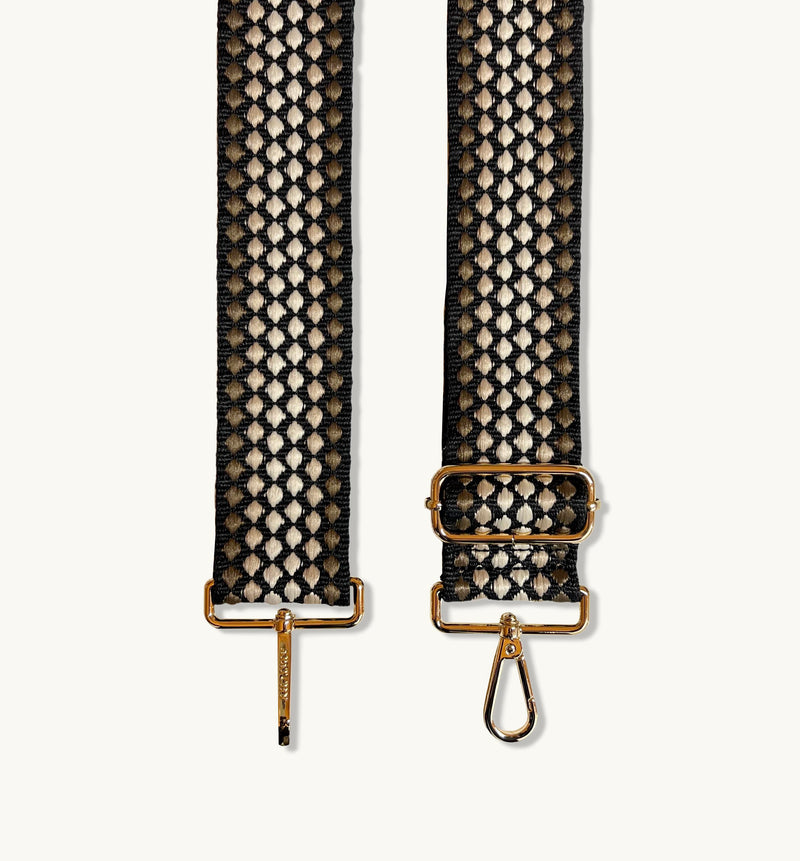 Latte Leather Crossbody Bag With Cappuccino Dots Strap