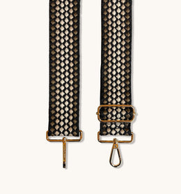 Tan Leather Crossbody Bag With Cappuccino Dots Strap