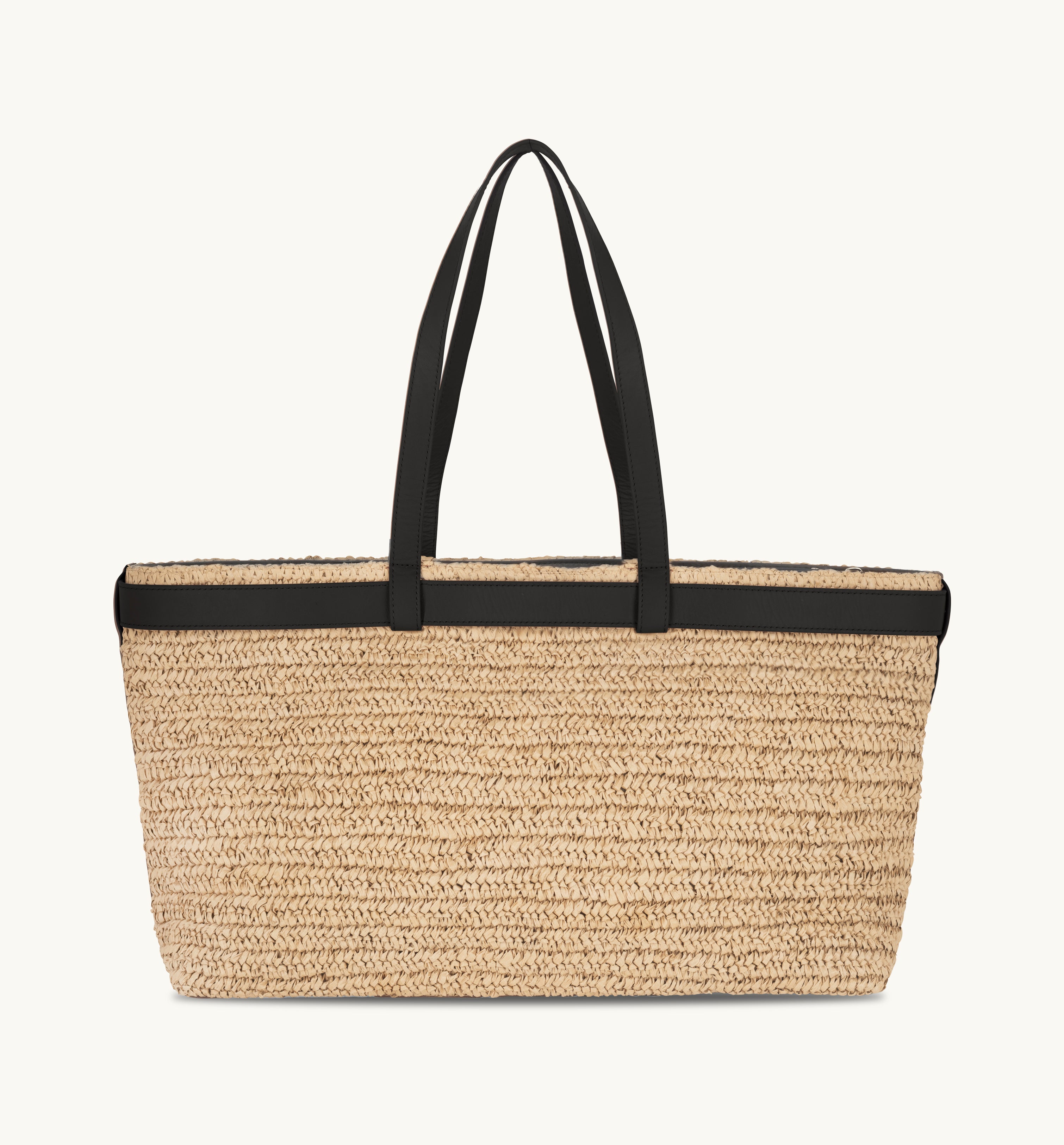 The Esme Raffia Tote Bag with Leather Trim