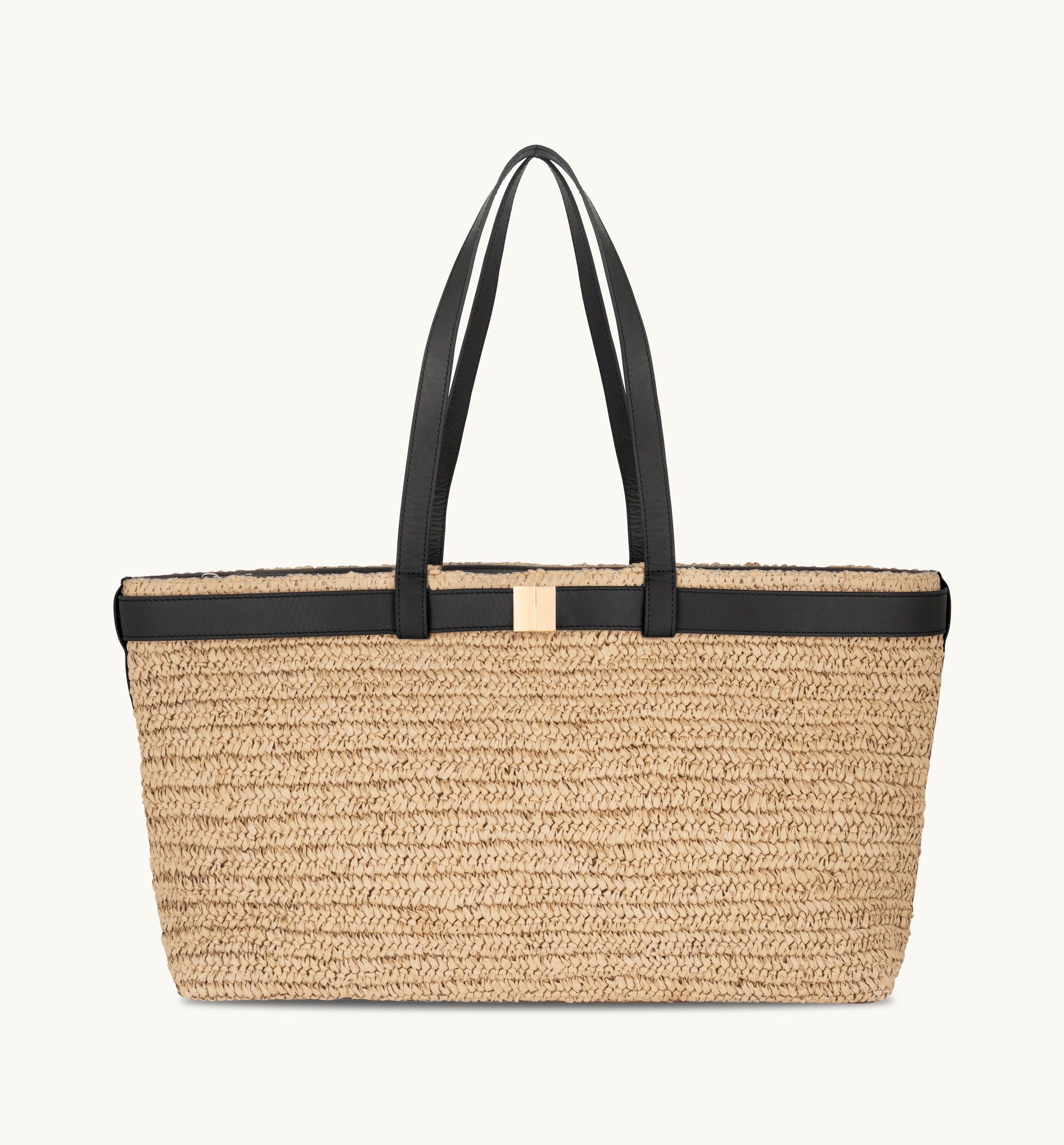 The Esme Raffia Tote Bag with Leather Trim