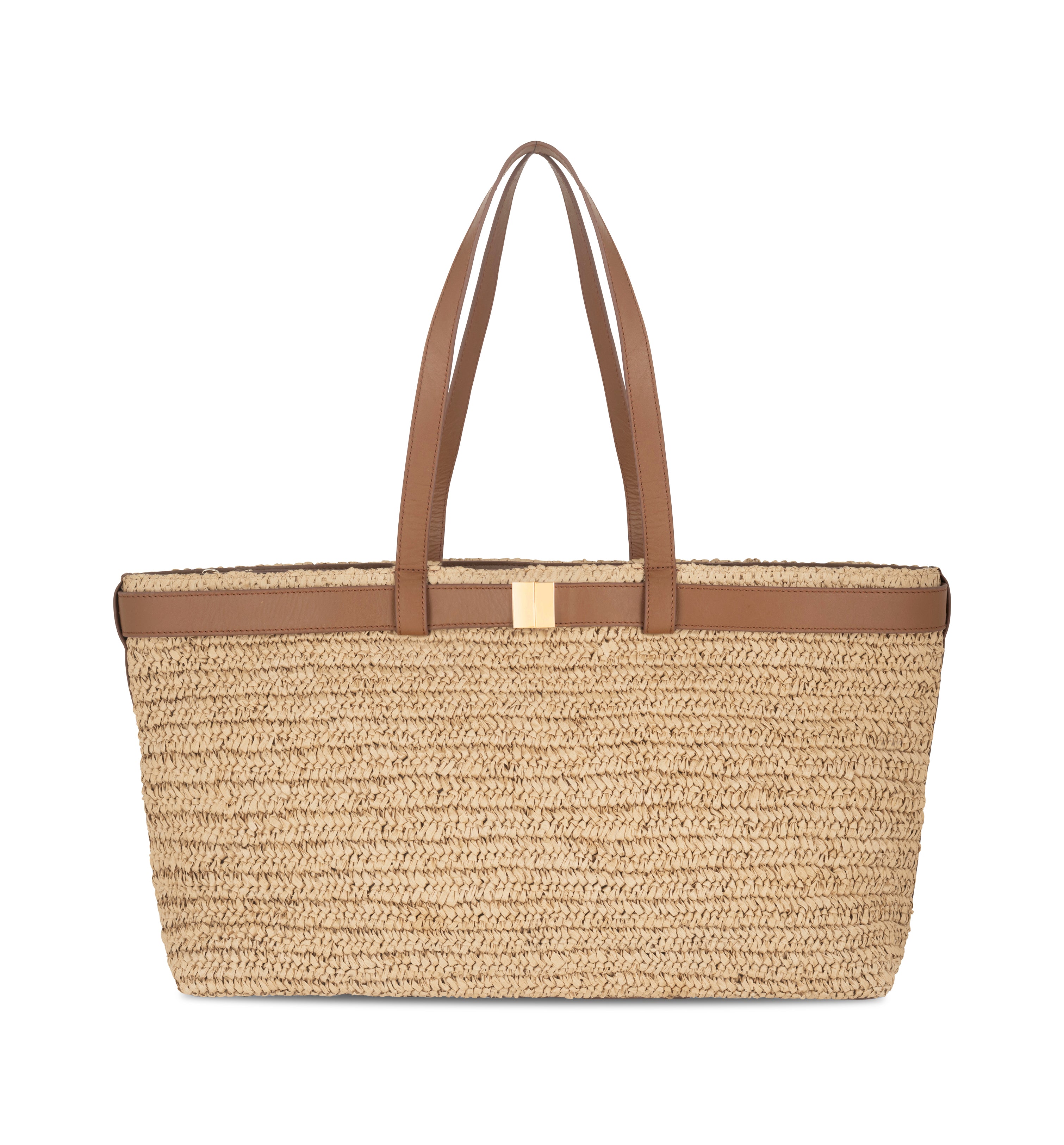 The Esme Raffia Tote Bag with Leather Trim