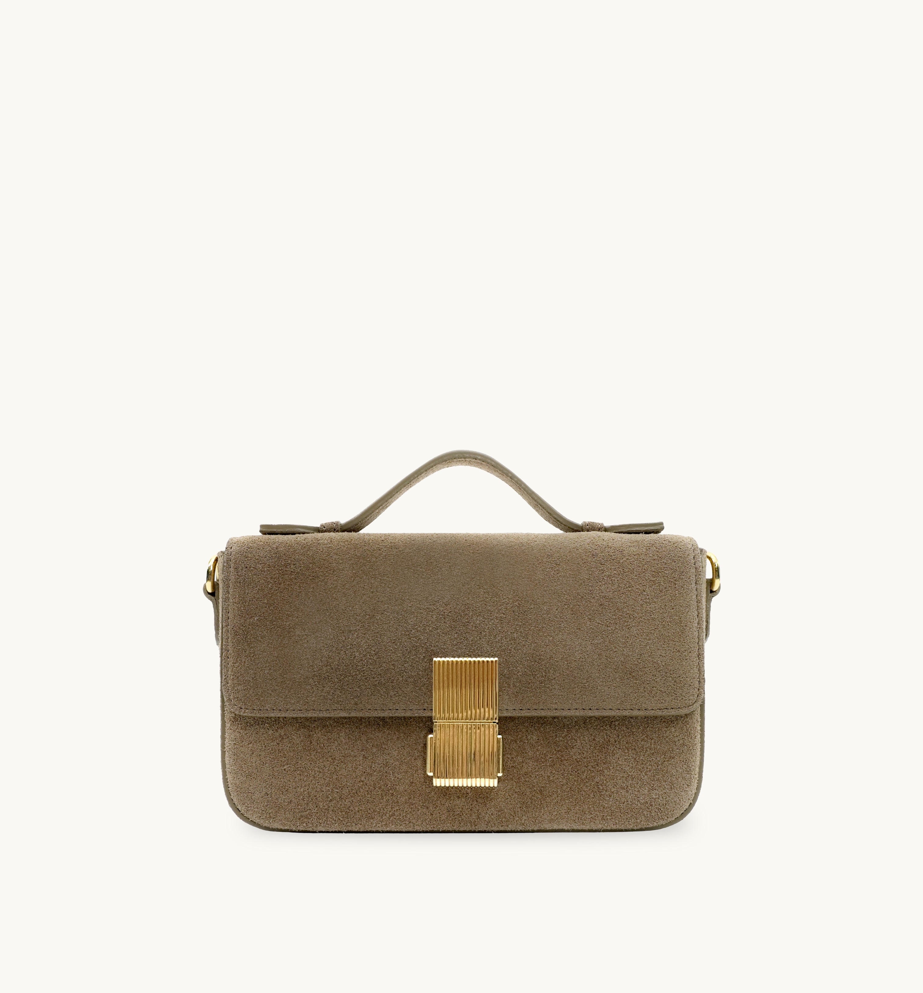 The Flora Top Handle Suede Bag