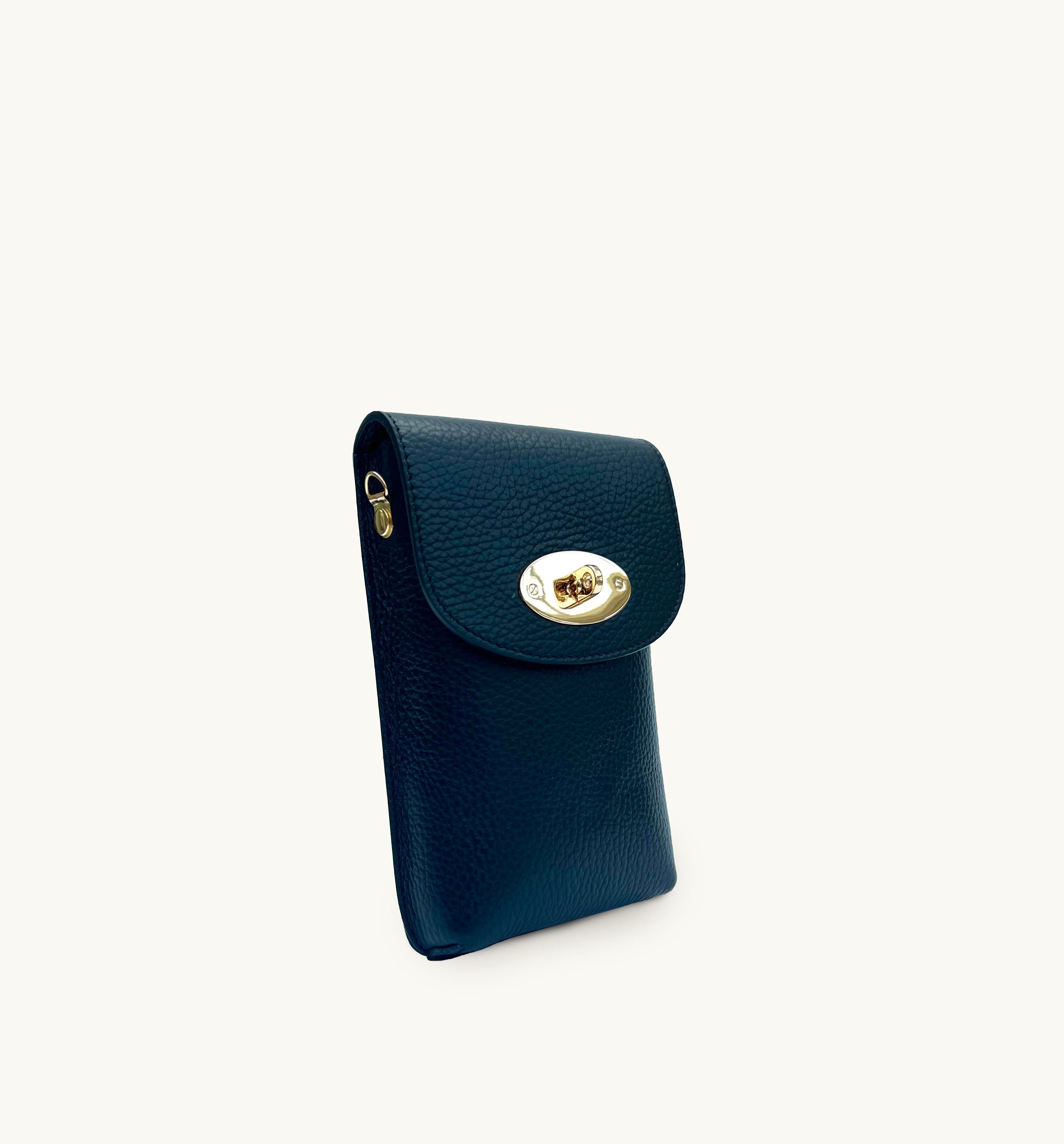 The Frankie Navy Leather Phone Bag