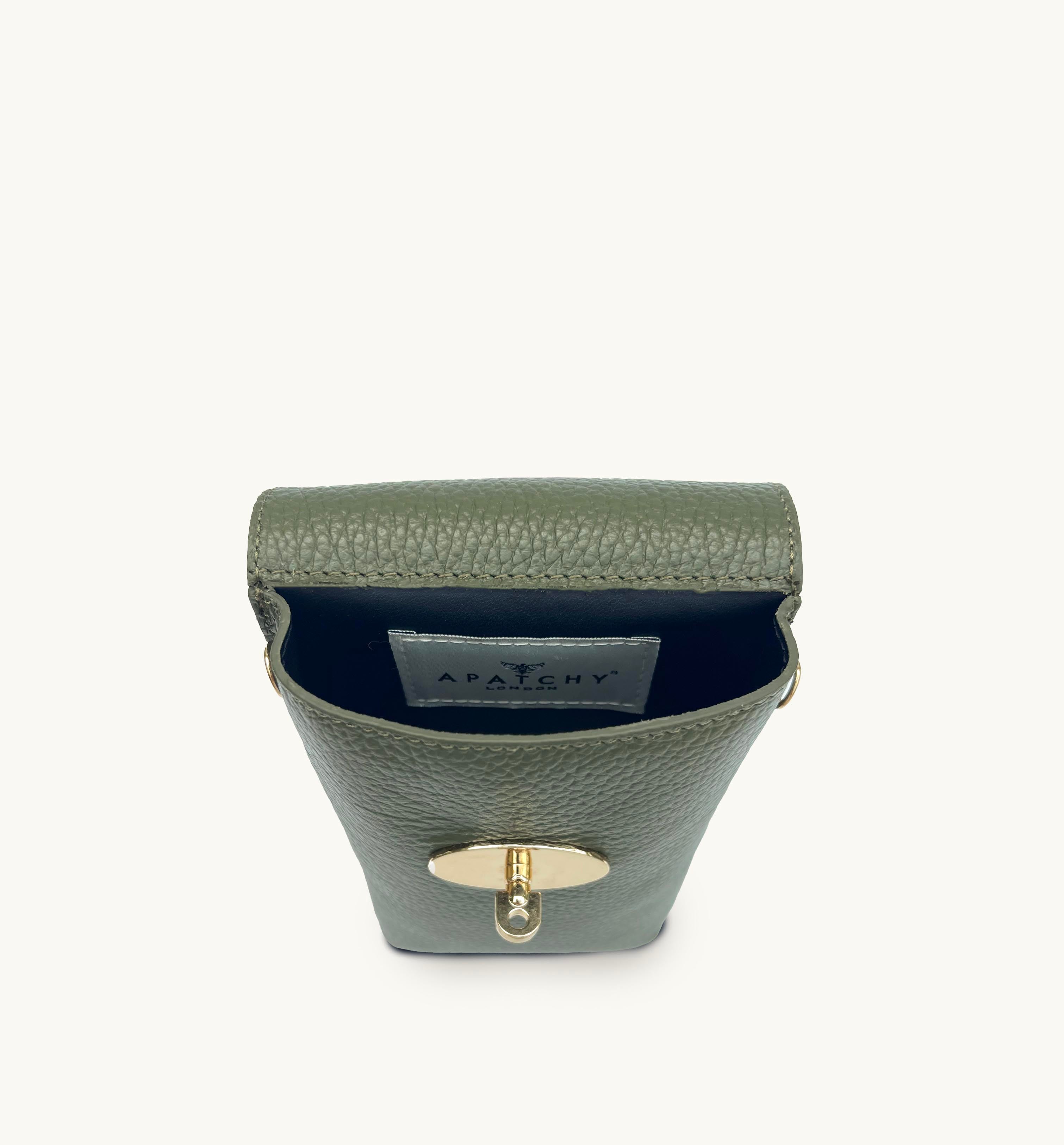 The Frankie Olive Leather Phone Bag