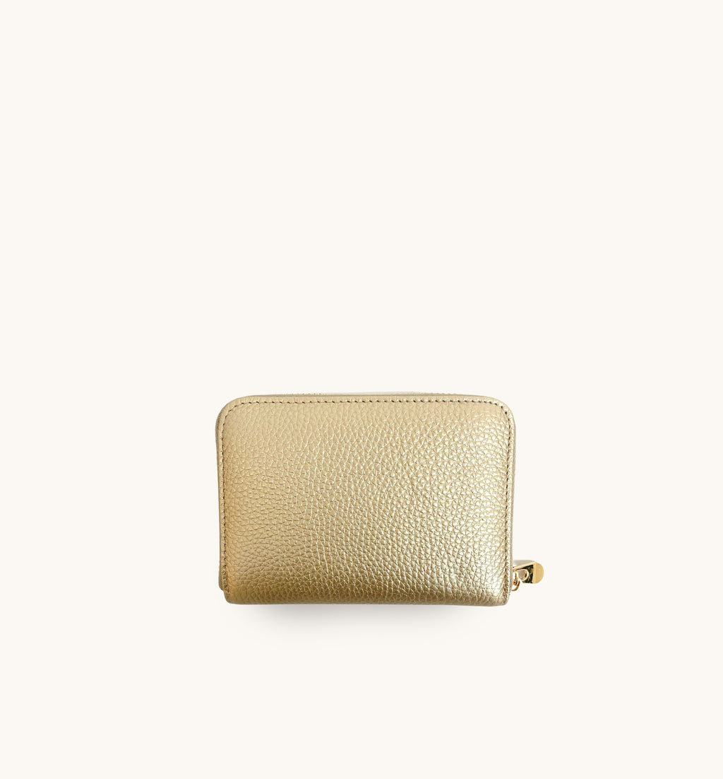 Heart Coin Purse in Gold Saffiano | Aspinal of London