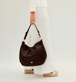 The Harriet Black Leather Bag With Olive Green Cheetah Strap
