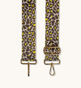 Latte Leather Crossbody Bag With Lemon Cheetah Strap