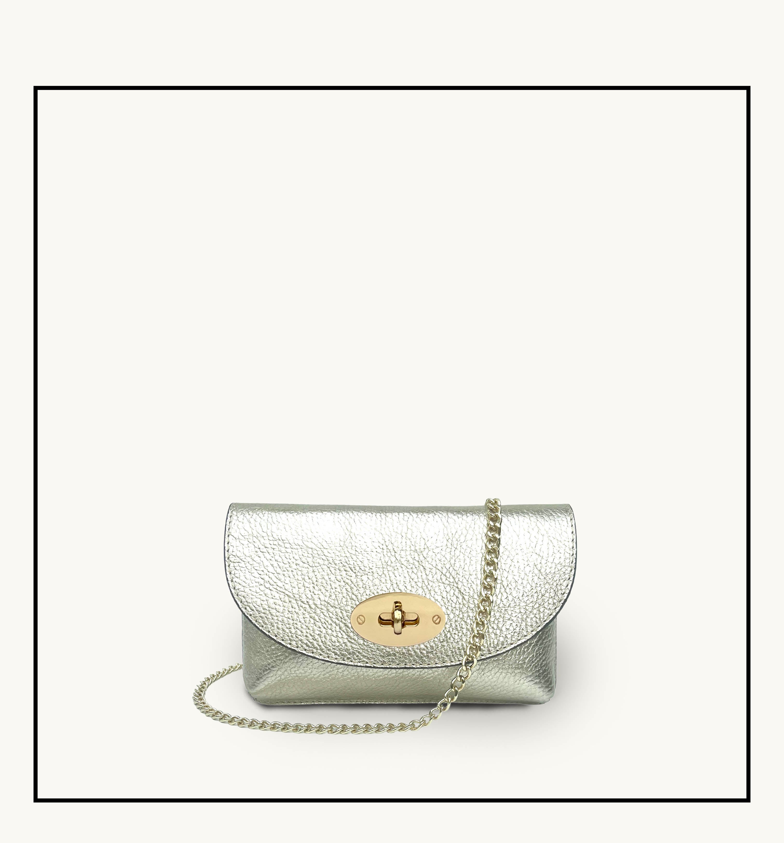 The Mila Gold Leather Phone Bag