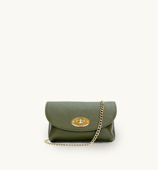 Apatchy The Mila Olive Green Leather Phone Bag