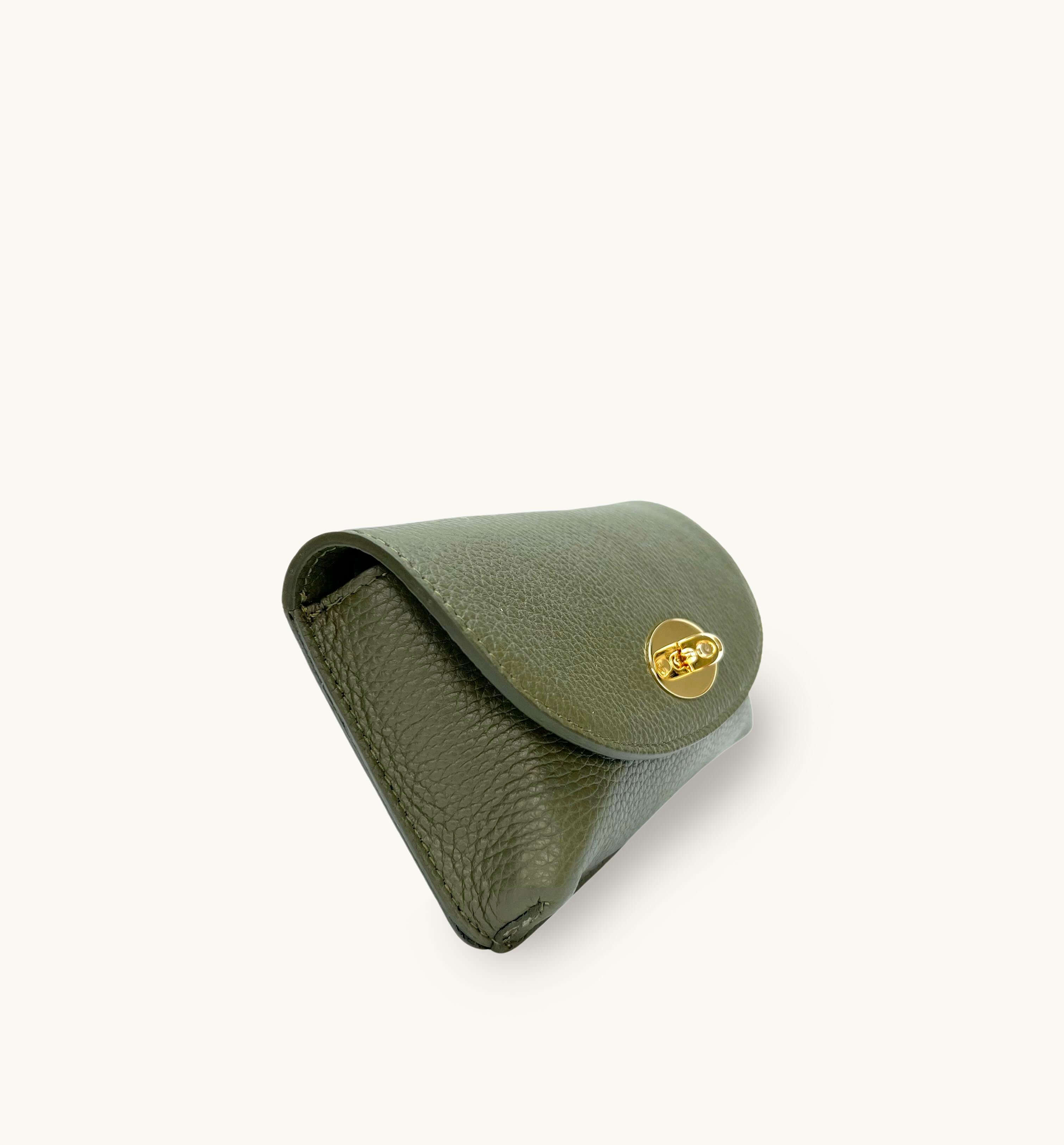 The Mila Olive Green Leather Phone Bag