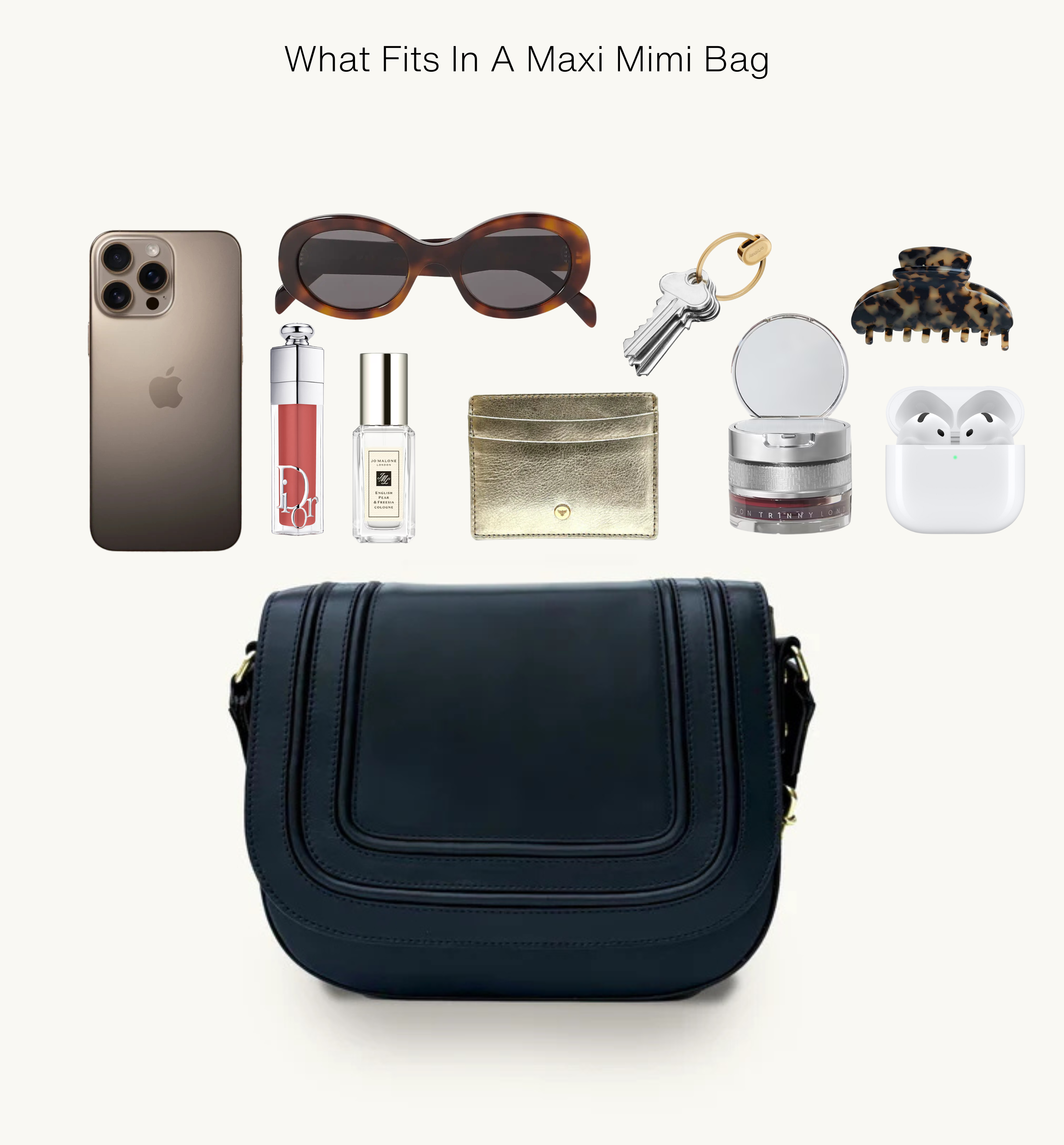The Mimi Maxi Navy Leather Bag