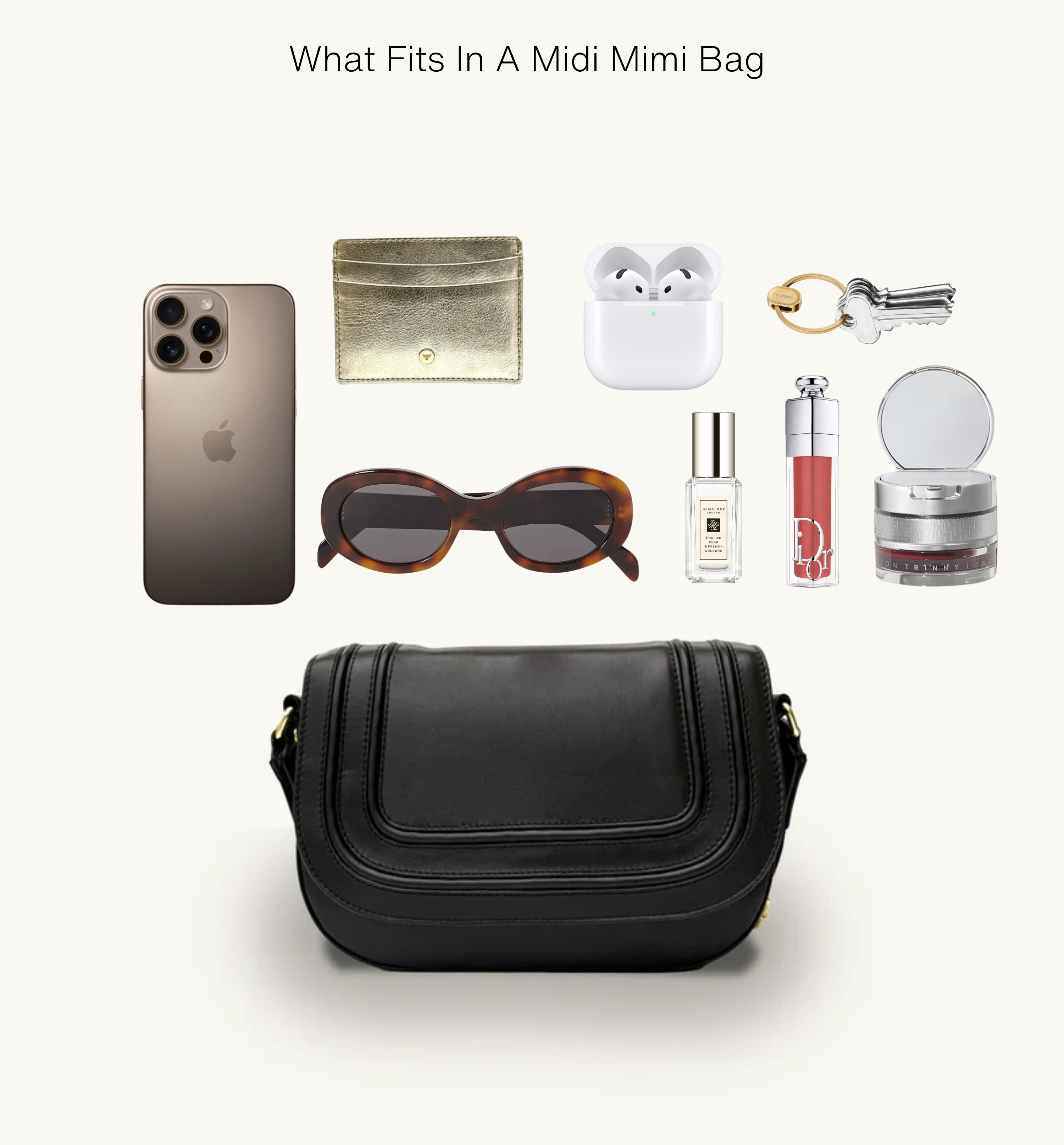 The Mimi Midi Black Leather Bag