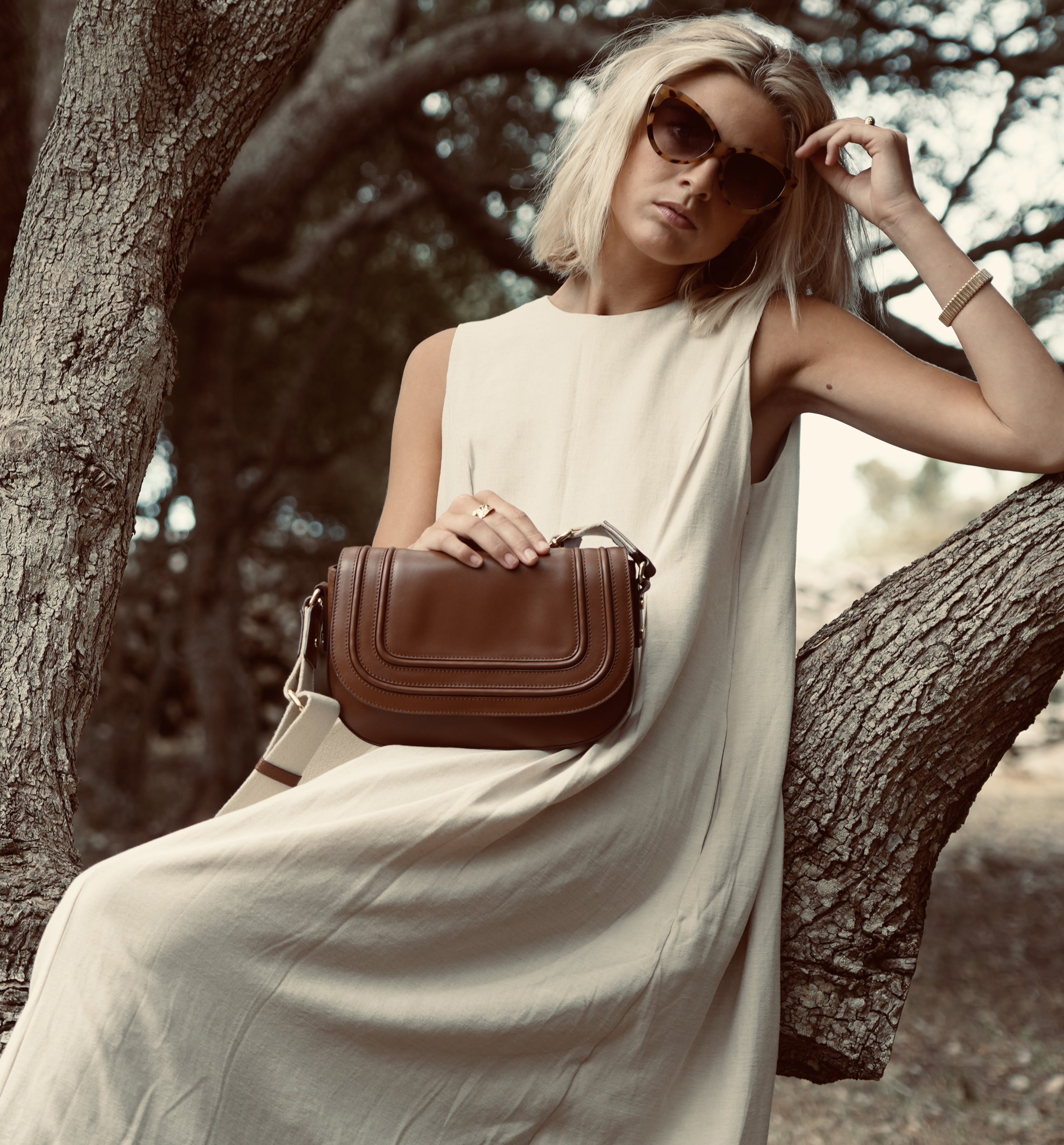 The Mimi Midi Tan Leather Bag