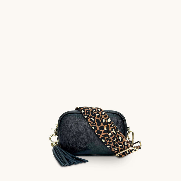 Tan Leather Crossbody Bag With Tan Cheetah Strap – Apatchy London