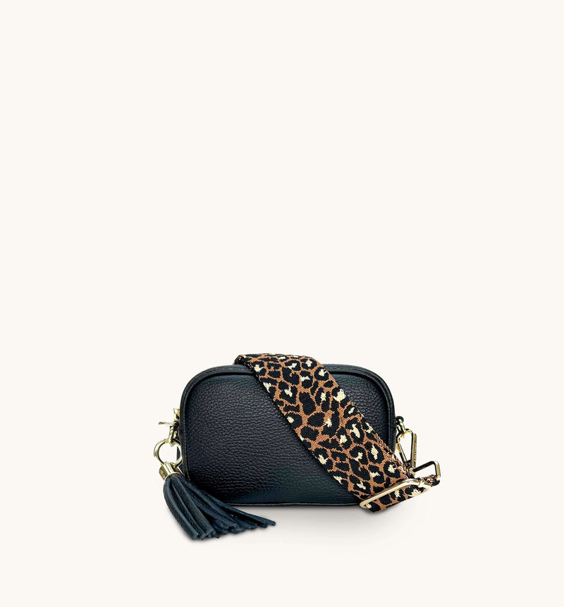 Tan Leather Crossbody Bag With Tan Cheetah Strap – Apatchy London