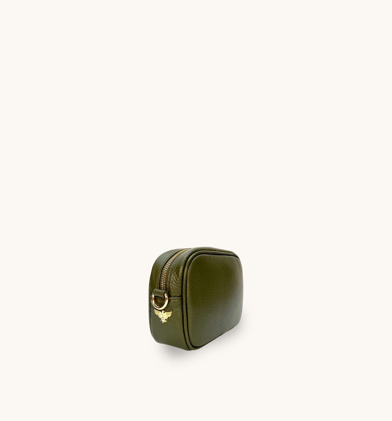 The Mini Tassel Olive Green Leather Phone Bag