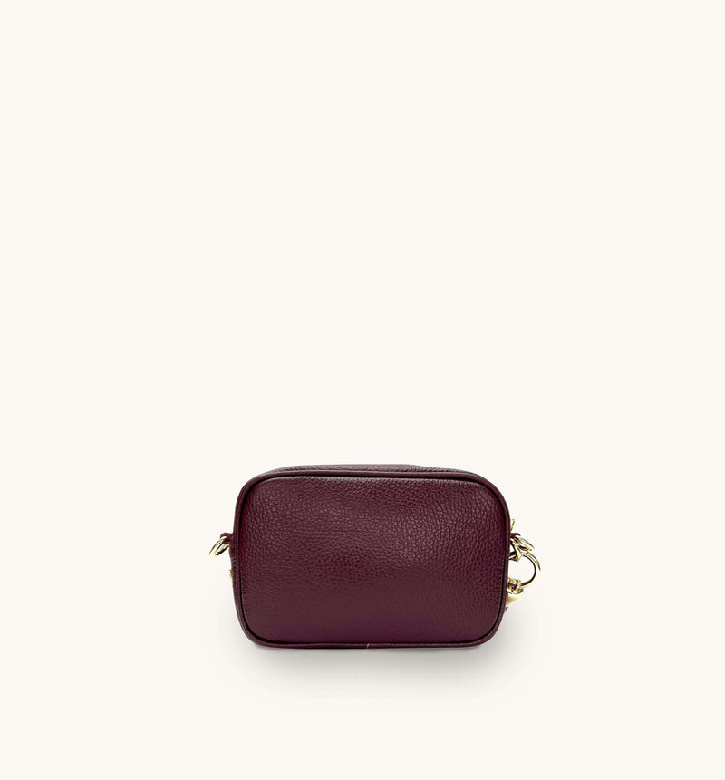 The Mini Tassel Port Leather Phone Bag With Gold Chain Crossbody Strap
