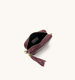 The Mini Tassel Port Leather Phone Bag With Port & Olive Diamond Strap