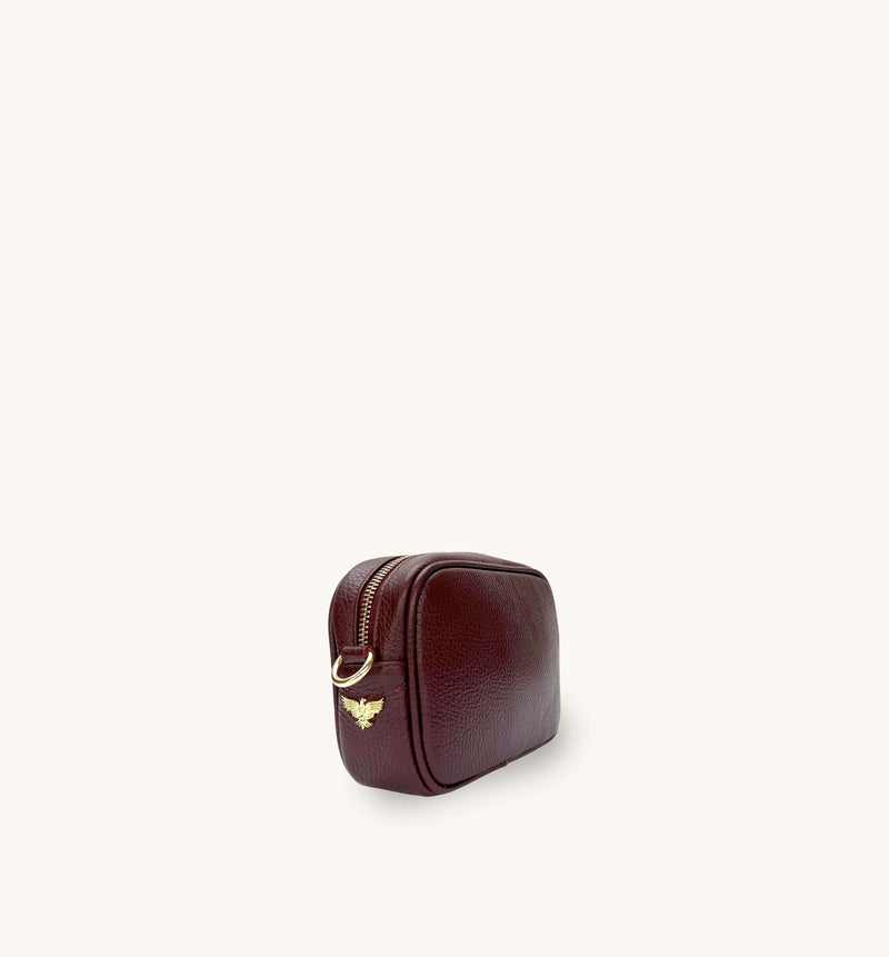 The Mini Tassel Port Leather Phone Bag With Gold Chain Crossbody Strap