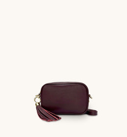 The Mini Tassel Port Leather Phone Bag With Gold Chain Strap