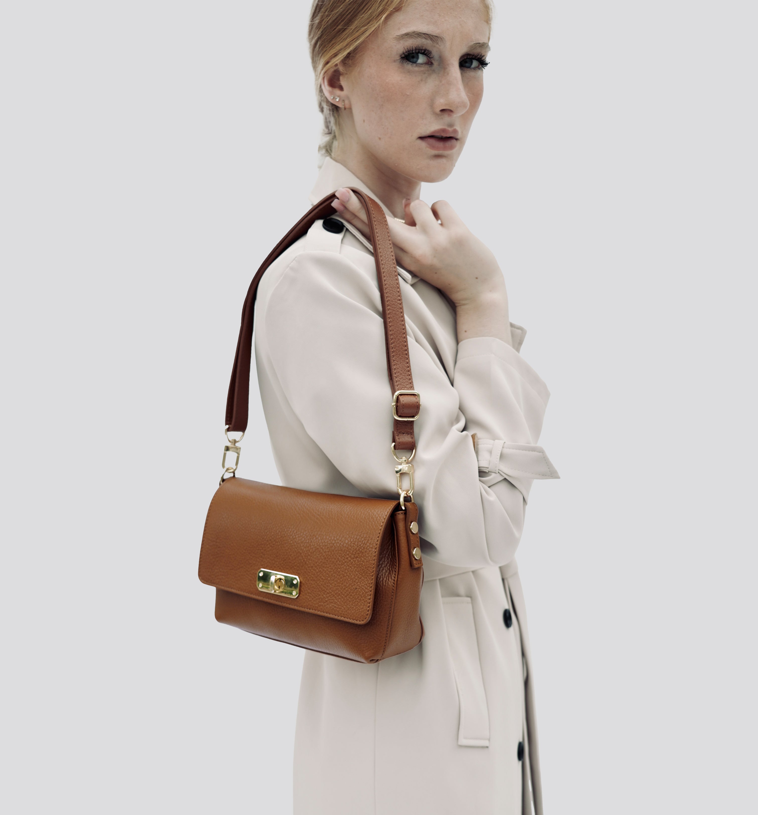 The Maisie Midi Tan Leather Bag