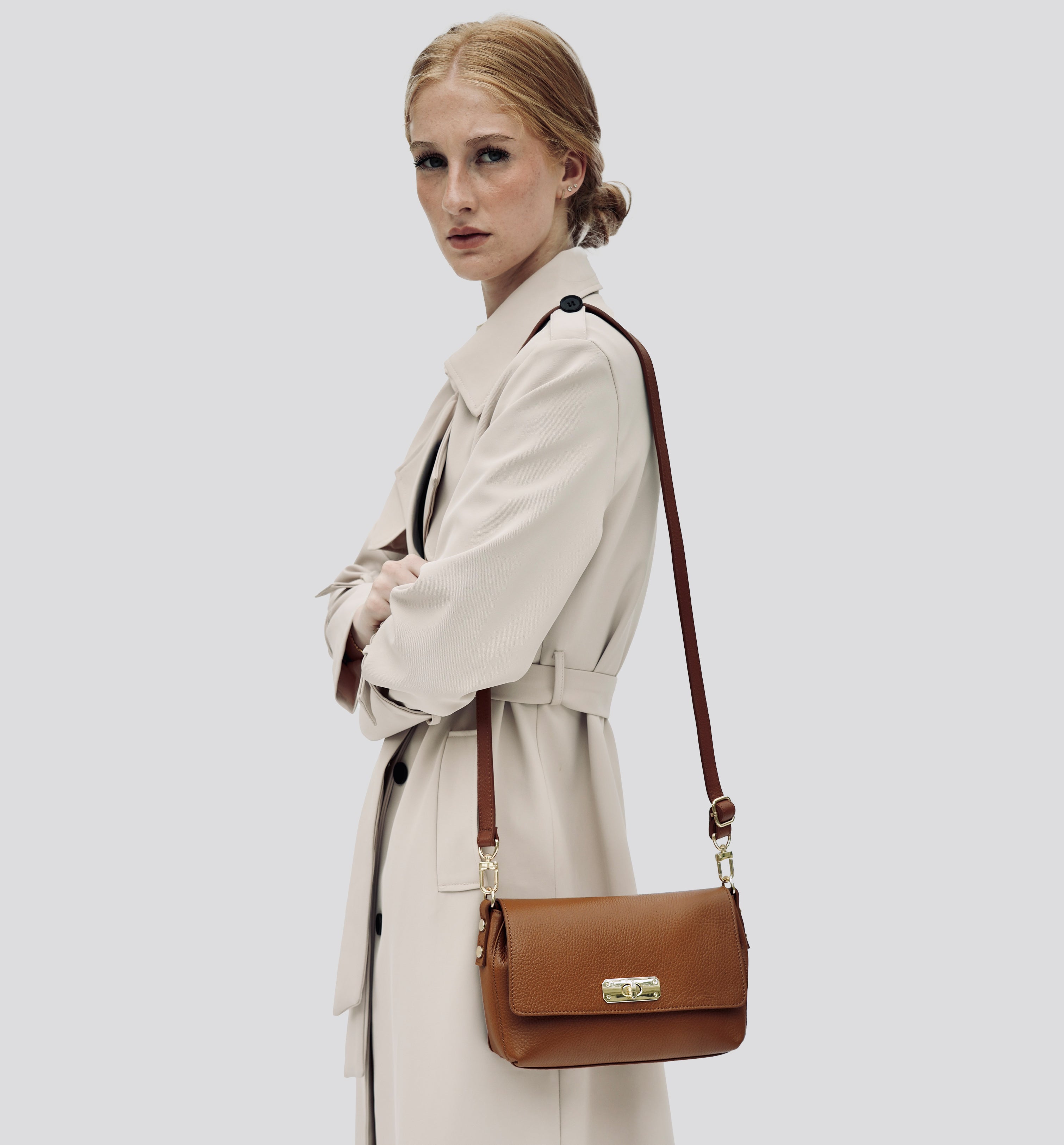 The Maisie Midi Tan Leather Bag