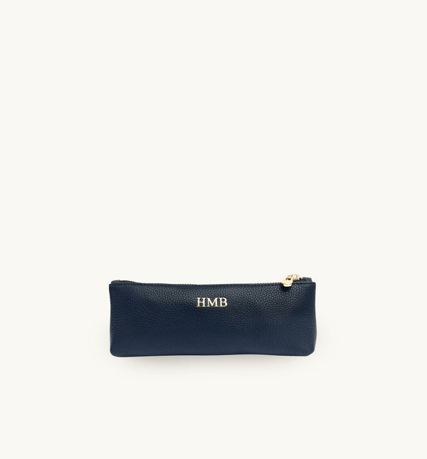 Personalised Navy Leather Case