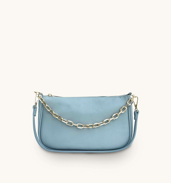 apatchy blue leather small shoulder bag for women