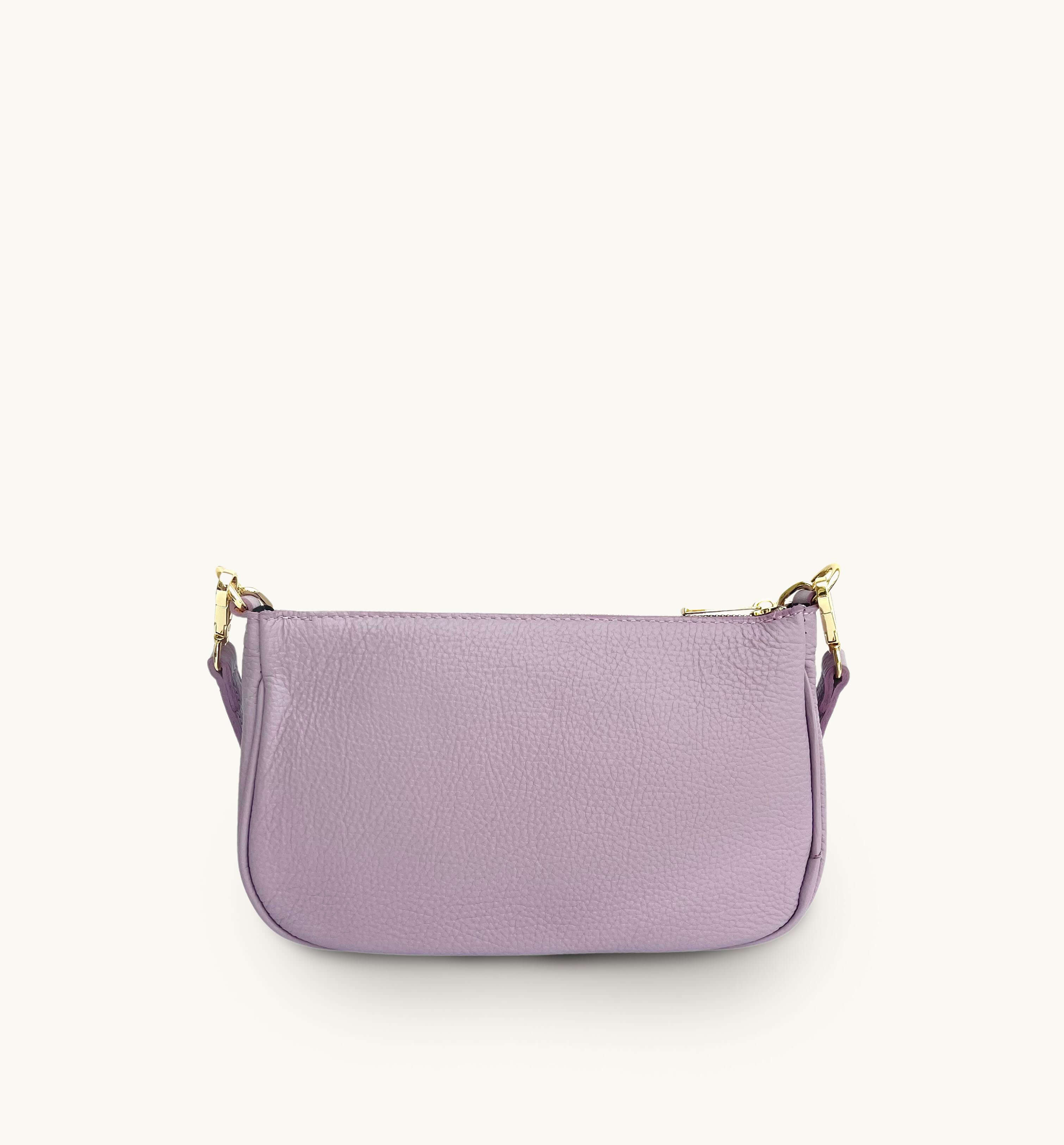 Lilac Pebble Leather Baguette Bag