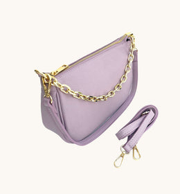 Lilac Pebble Leather Baguette Bag