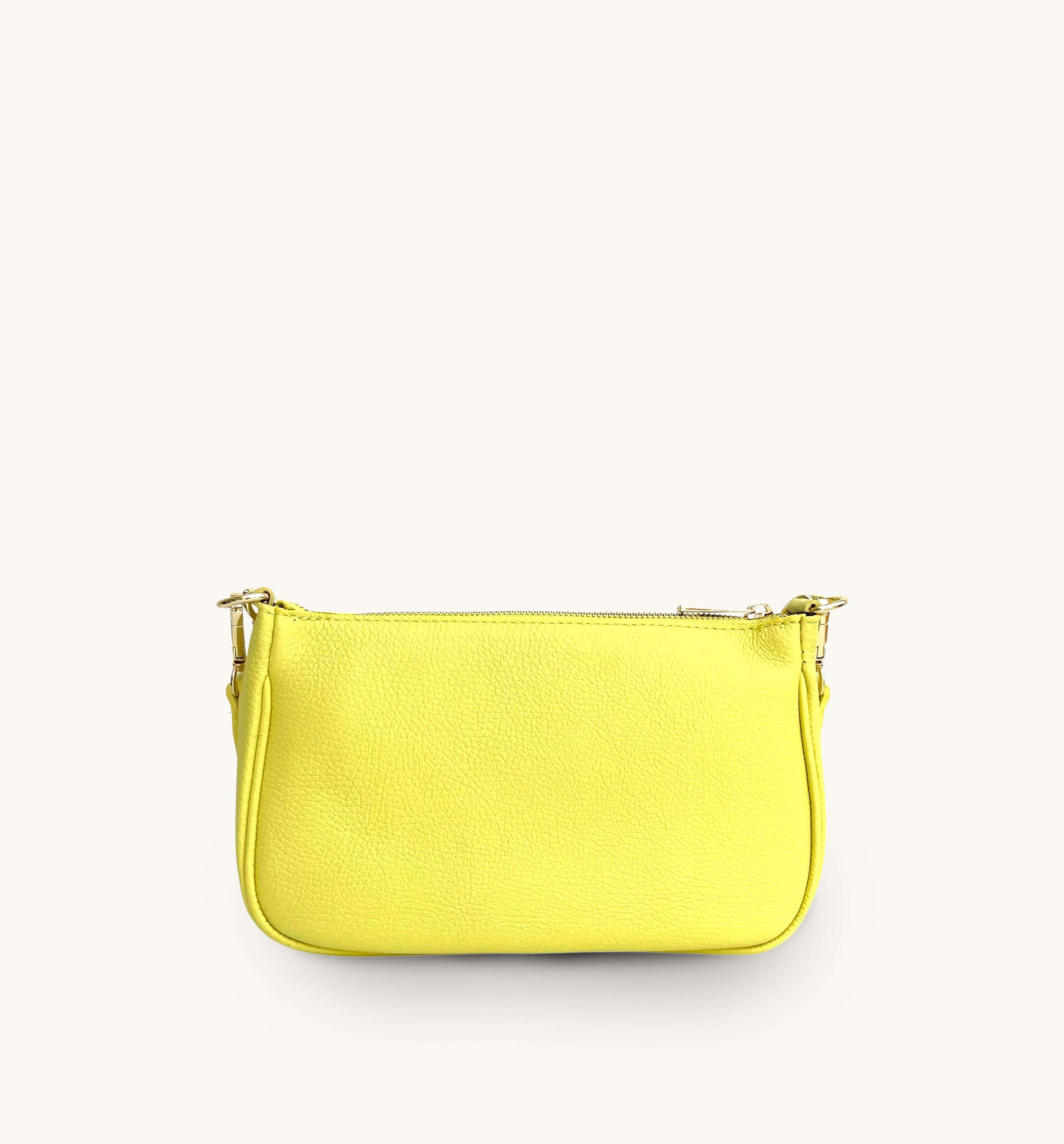 Lemon Pebble Leather Baguette Bag