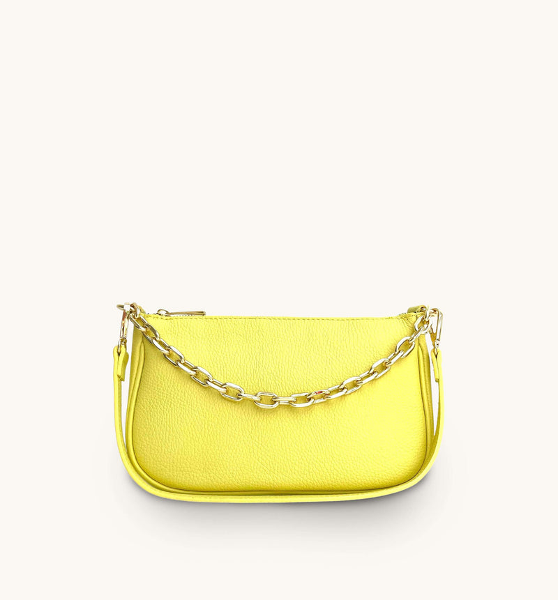 apatchy yellow leather small shoulder bag for women