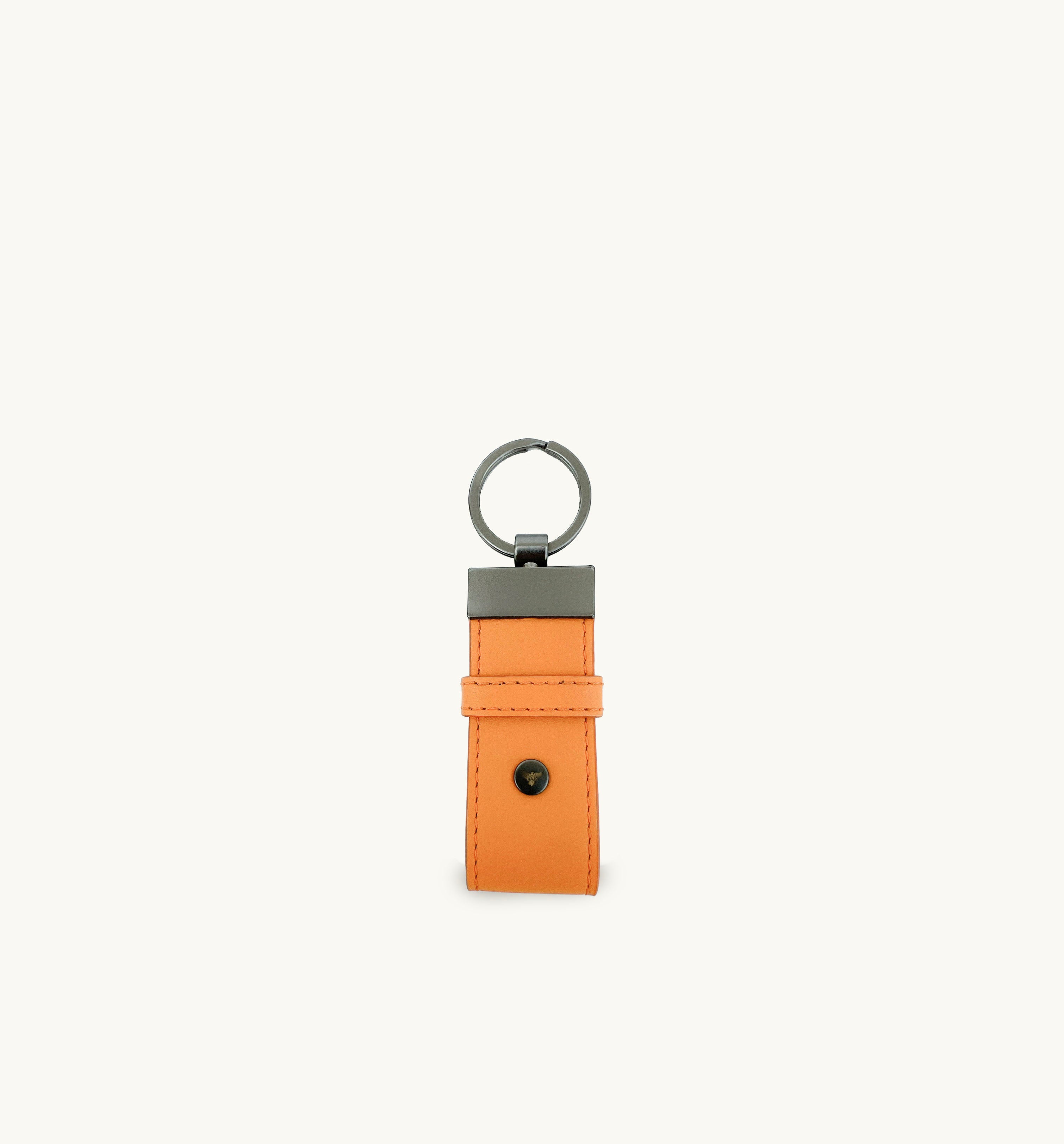 Orange Leather Loop Keyring and Black Cardholder Gift Set