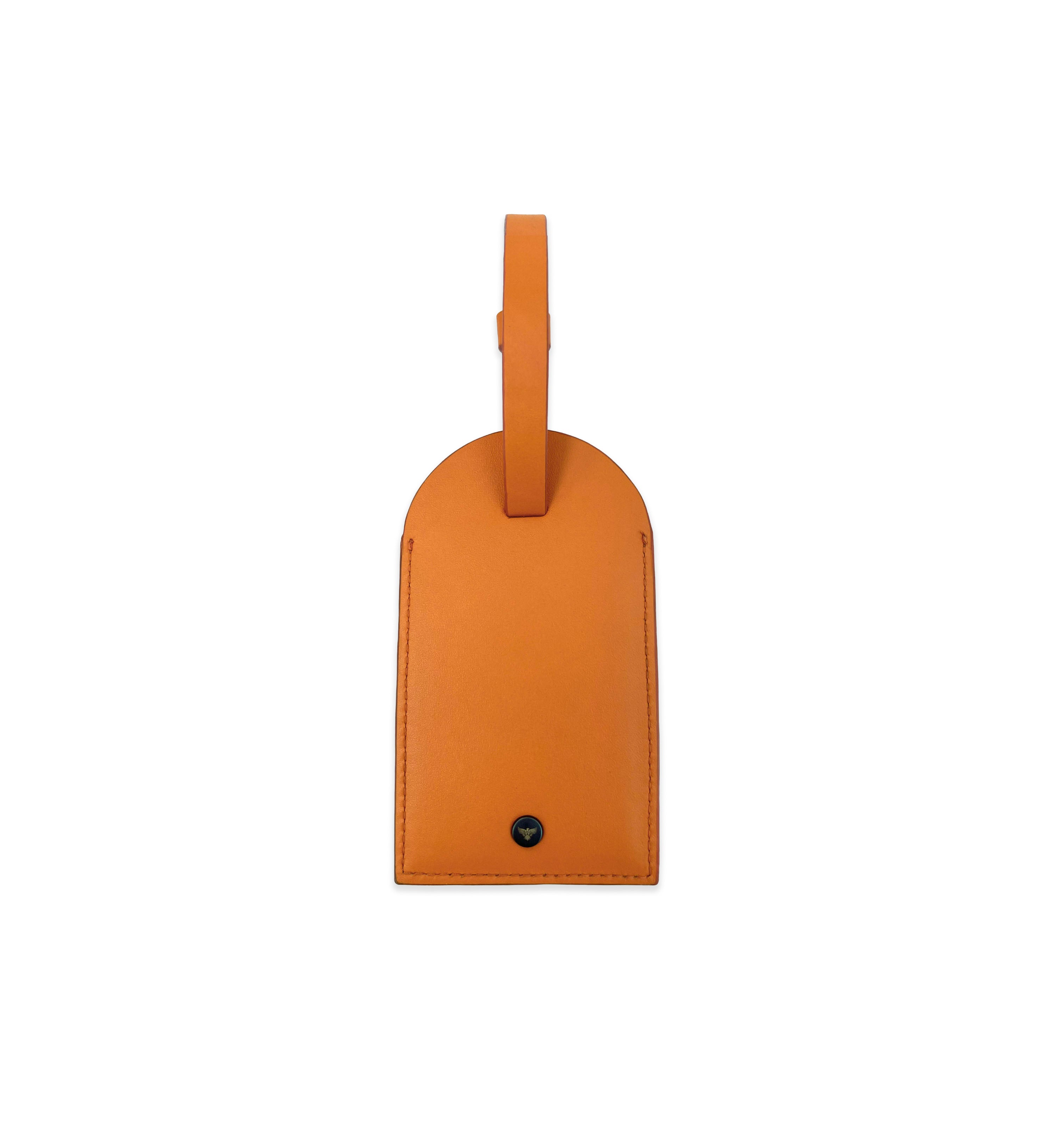 Orange Leather Luggage Tag