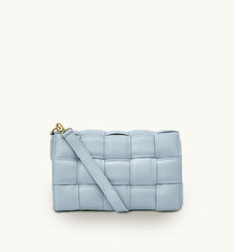 Apatchy Blue Padded Woven Leather Crossbody Bag