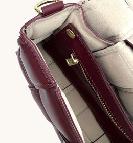 Burgundy Padded Woven Leather Crossbody Bag