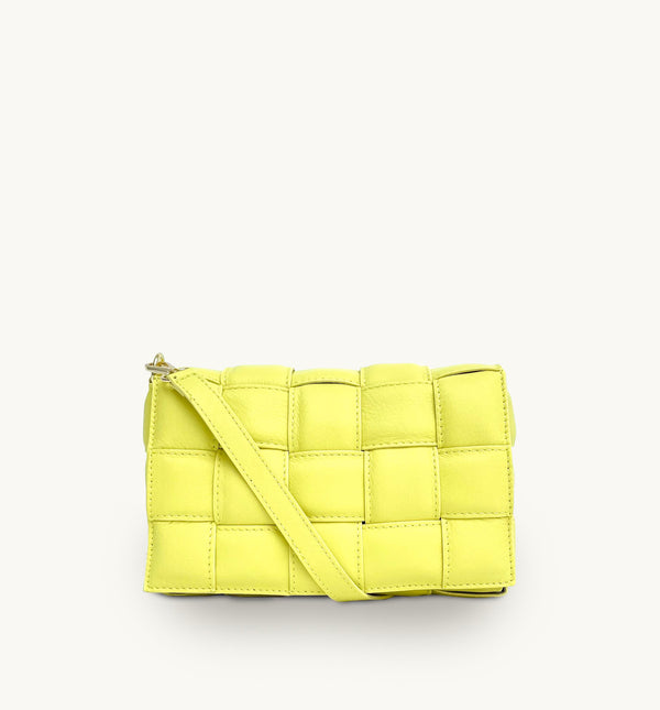 Apatchy Lemon Padded Woven Leather Crossbody Bag