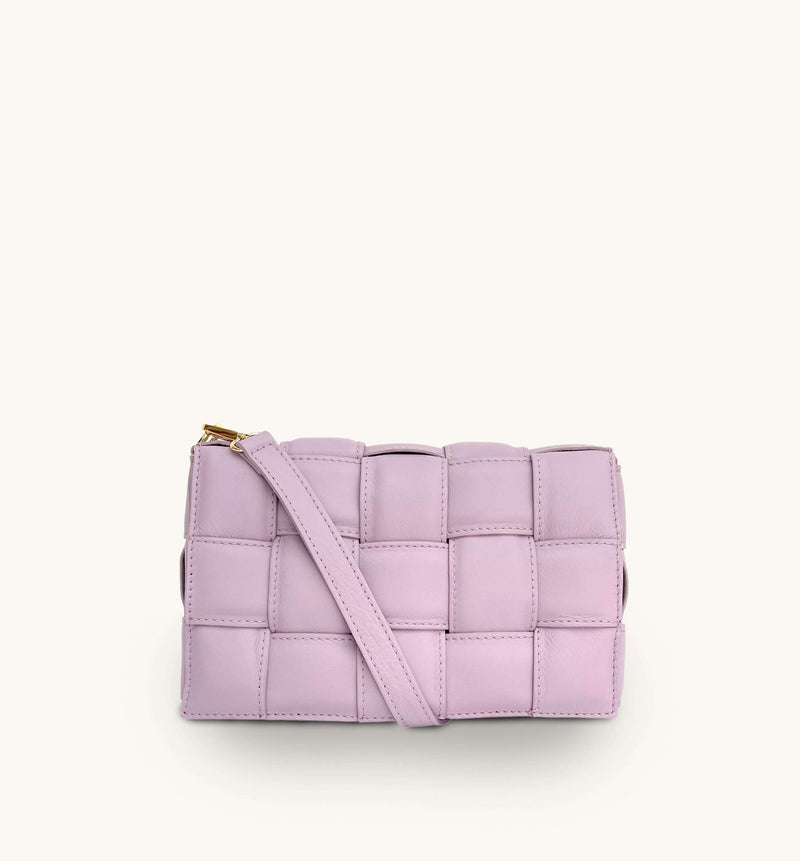 Apatchy Lilac Padded Woven Leather Crossbody Bag