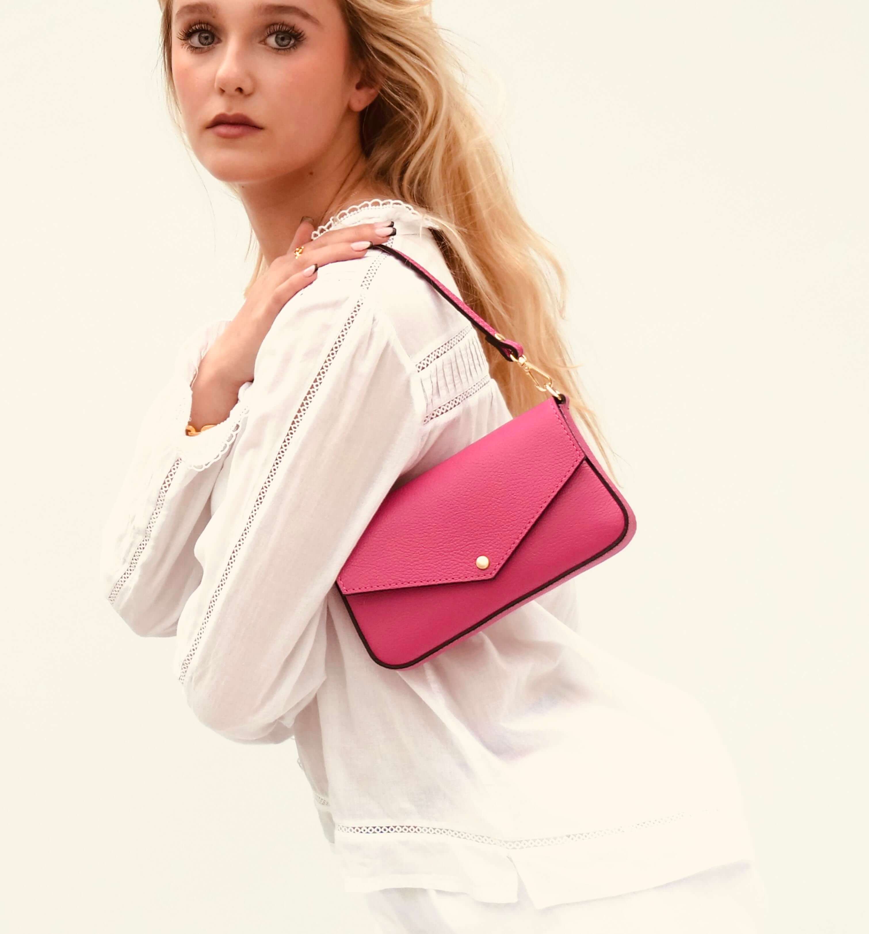 The Munro Barbie Pink Leather Shoulder Bag